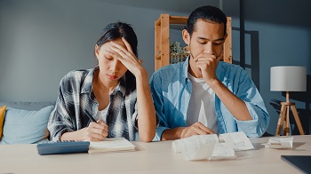 Stress couple man and woman